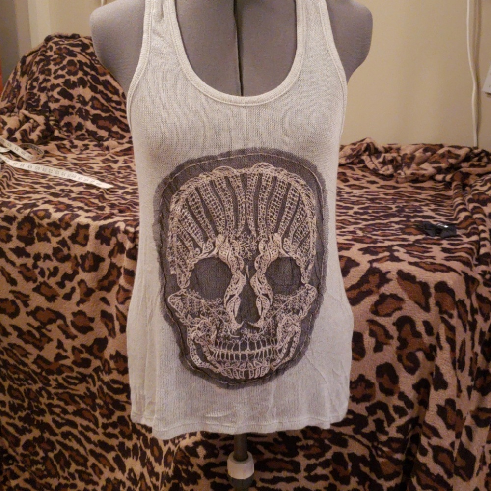 Knit skull tunic tank